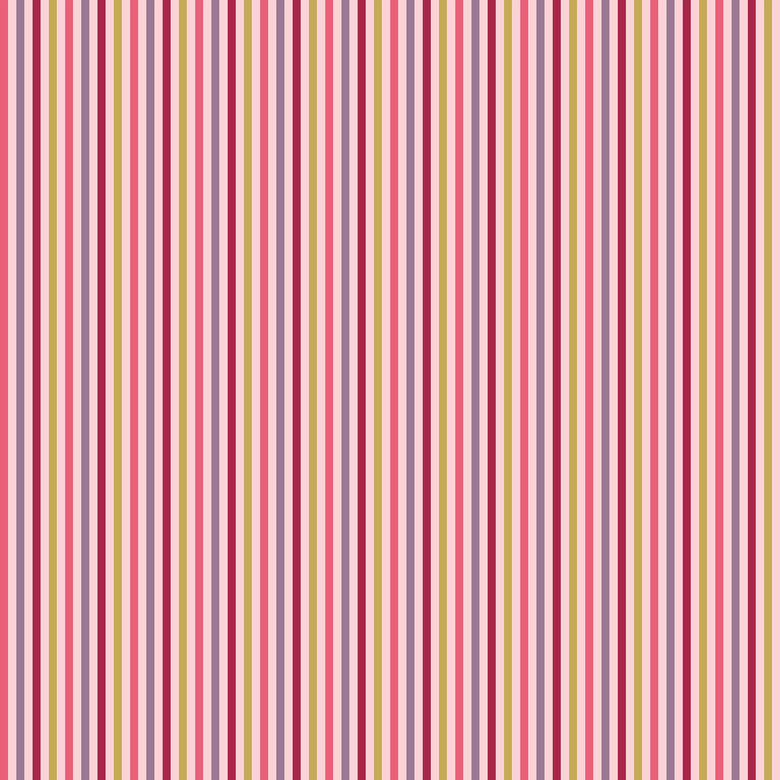Fruit Salad Pinstripe Wallpaper in Multicoloured on Pink