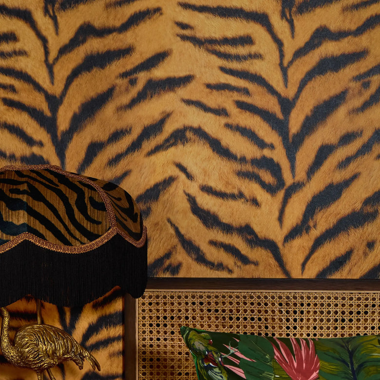 Fur-real Tiger Wallpaper in Siberian Orange and Bengal Black