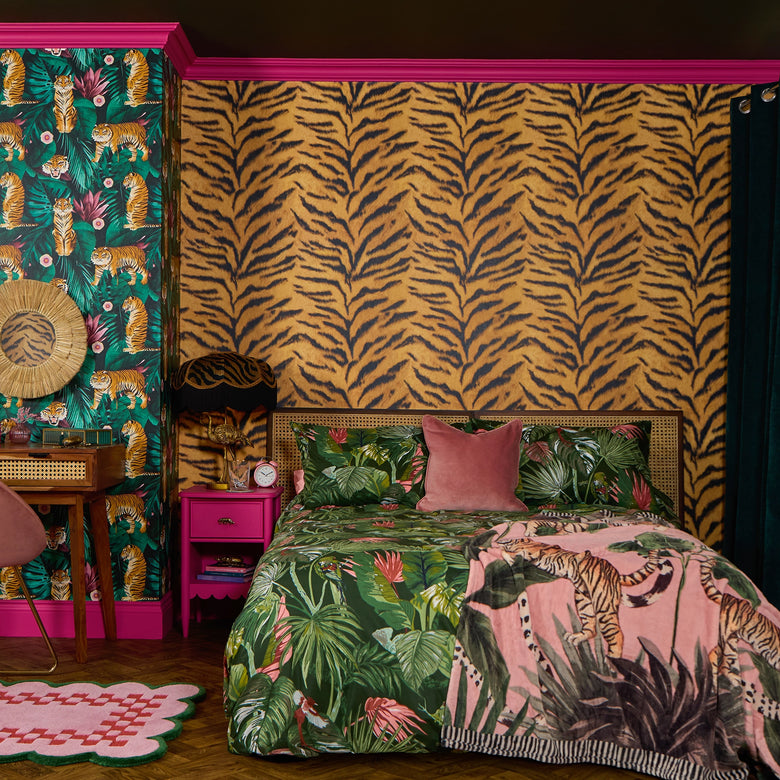 Fur-real Tiger Wallpaper in Siberian Orange and Bengal Black