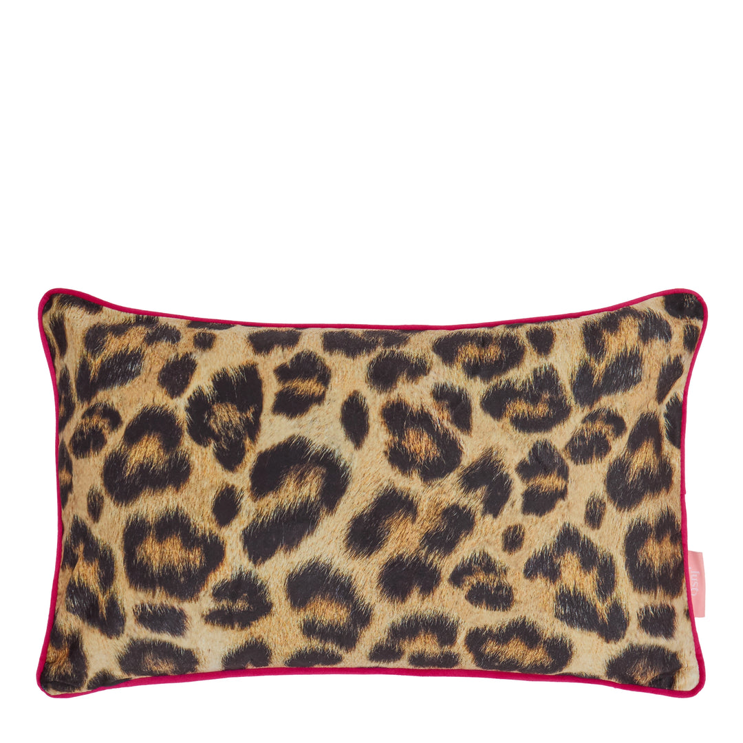 Fur-real Leopard Bolster Cushion in Margay Black and Ocelot Brown