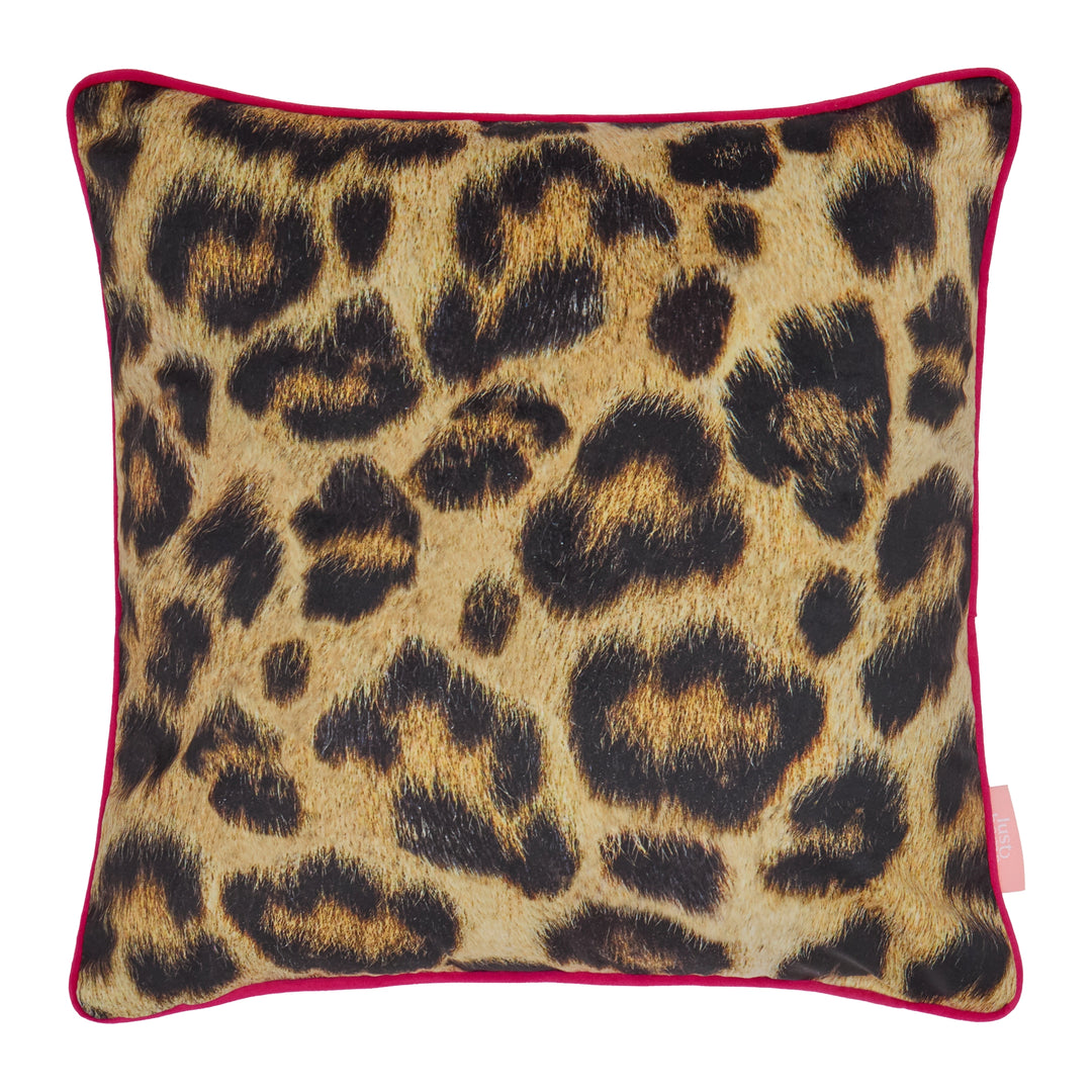 Fur-real Leopard Square Cushion in Margay Black and Ocelot Brown