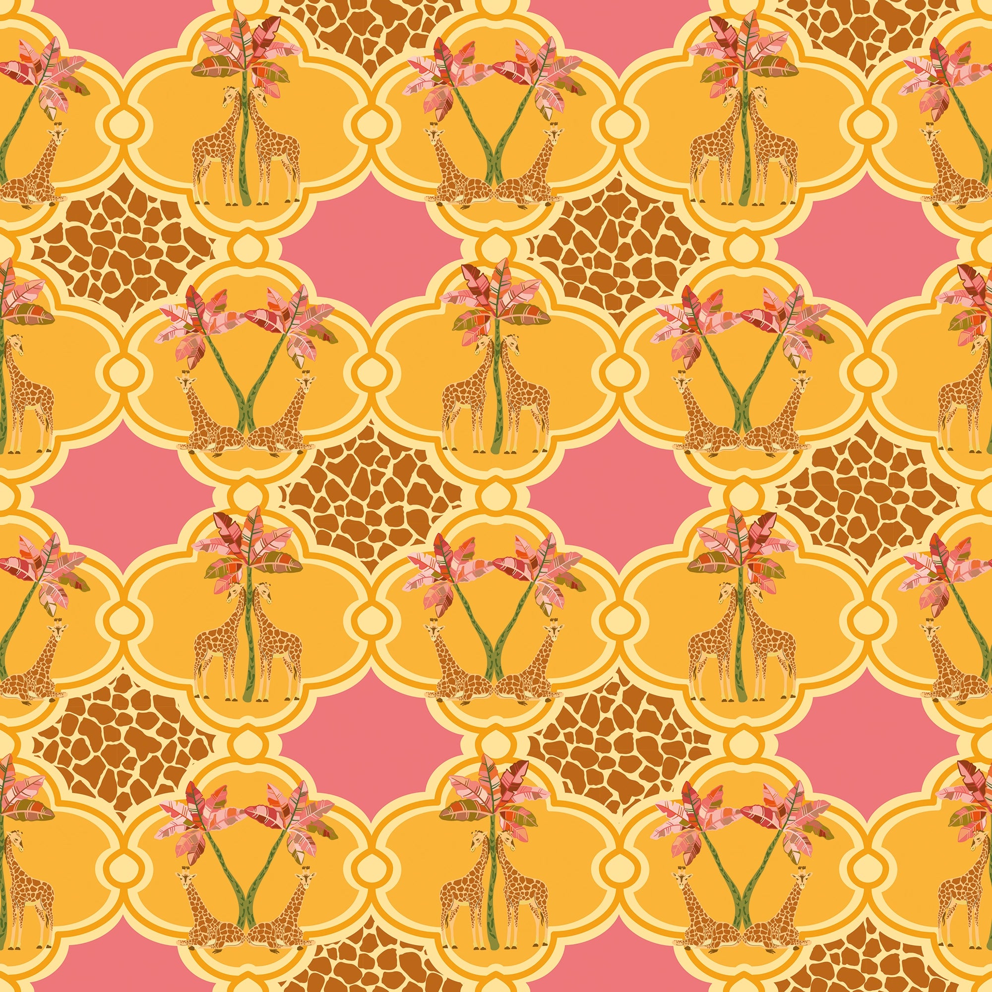 Gerald the Giraffe Wallpaper in Pink and Orange