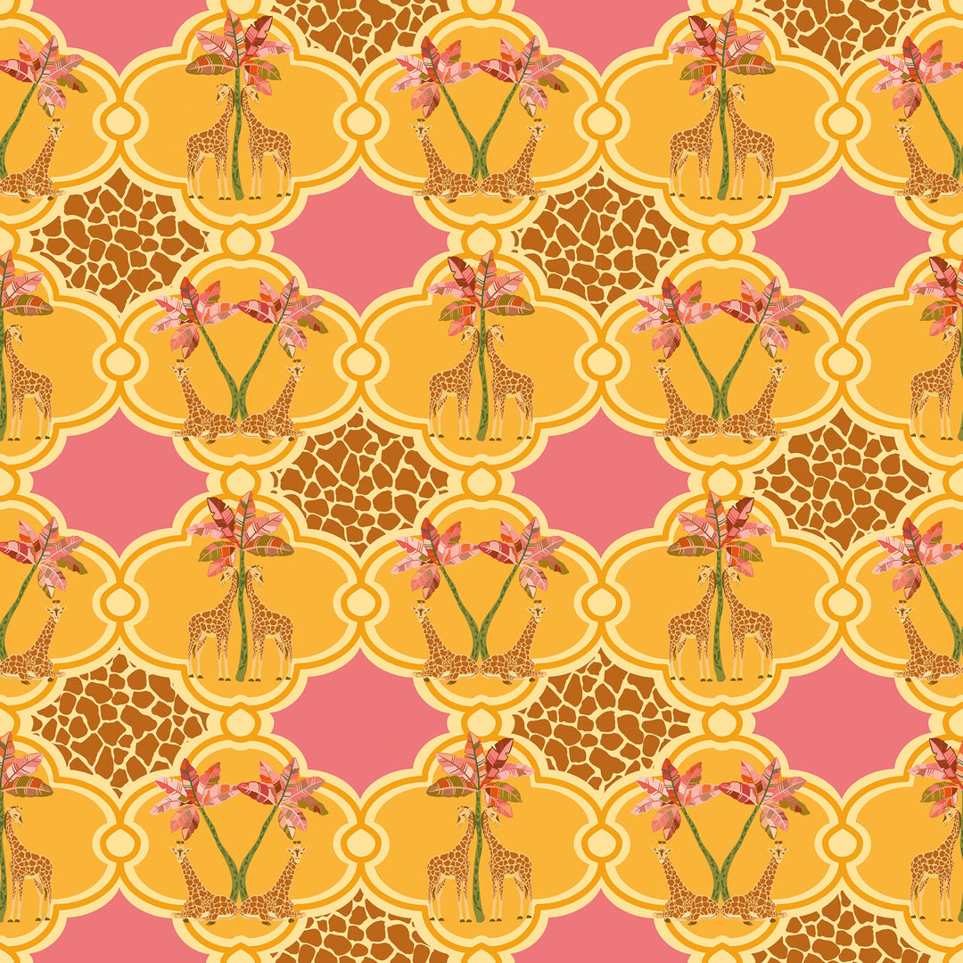 Gerald the Giraffe Wallpaper in Pink and Orange