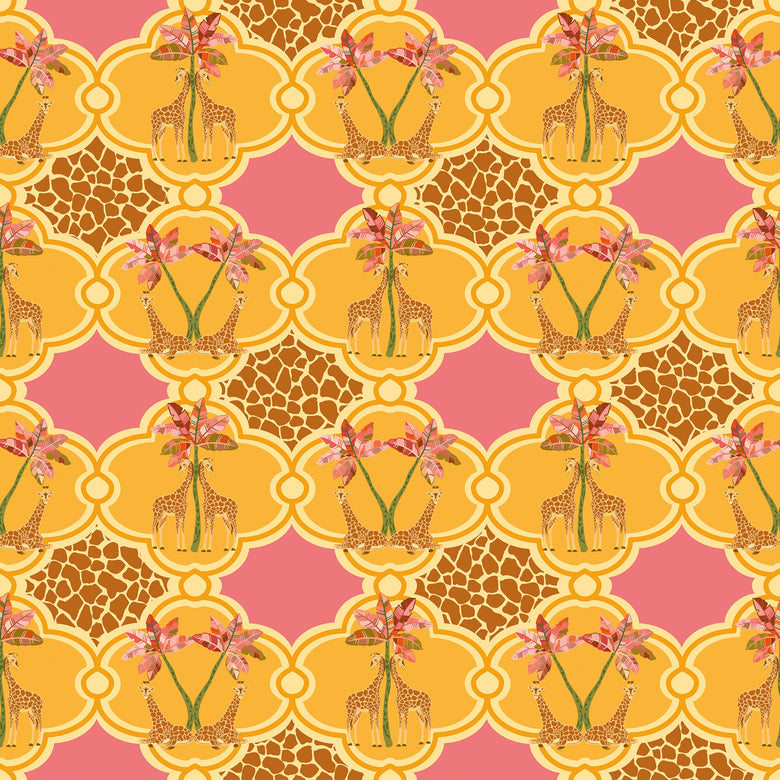 Gerald the Giraffe Wallpaper in Pink and Orange