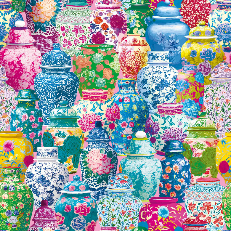 Ginger Jar Bazar Wallpaper in Multicoloured on Candy Floss