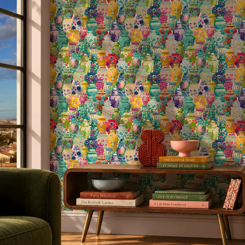 Ginger Jar Bazar Wallpaper in Multicoloured on Cream
