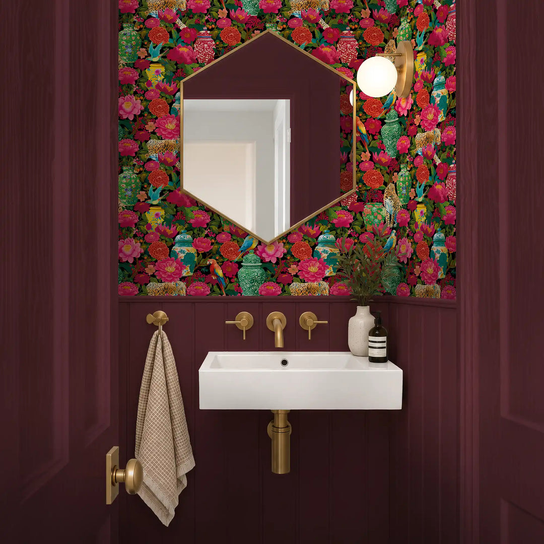 Ginger, Wings and Wild Things Wallpaper in Multicoloured on Black