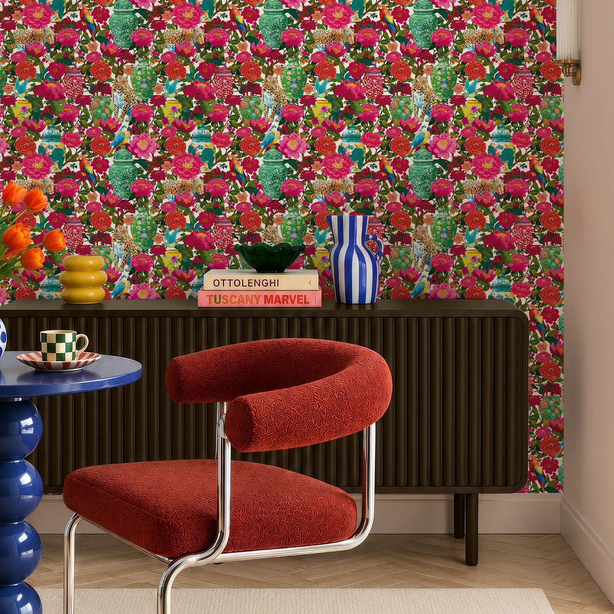 Ginger, Wings and Wild Things Wallpaper in Multicoloured on Cream