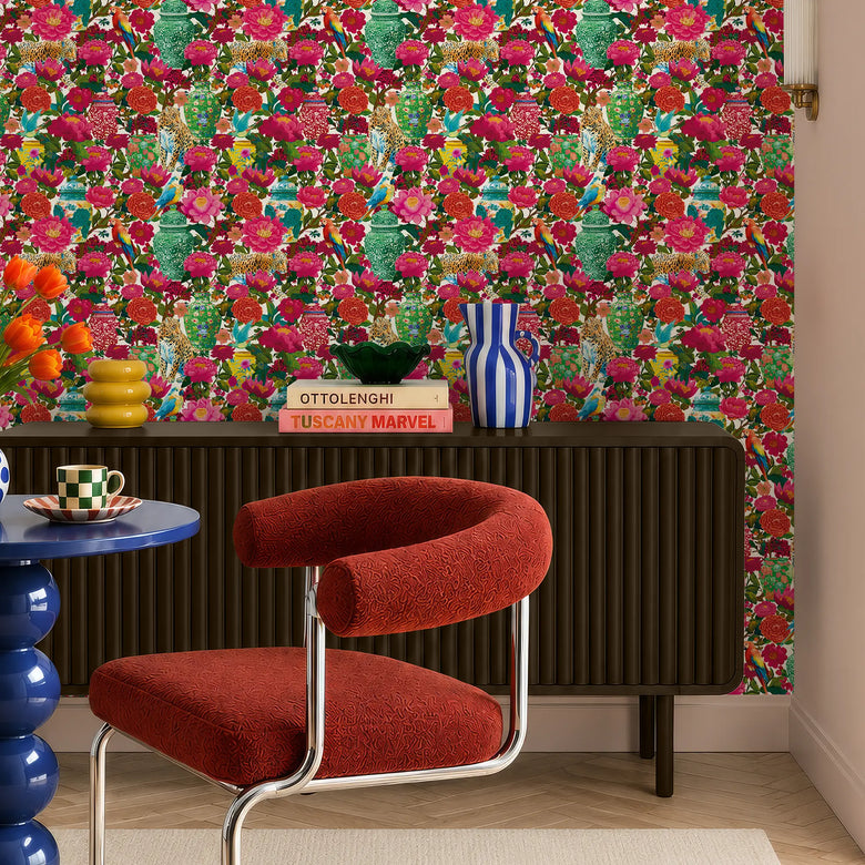 Ginger, Wings and Wild Things Wallpaper in Multicoloured on Cream