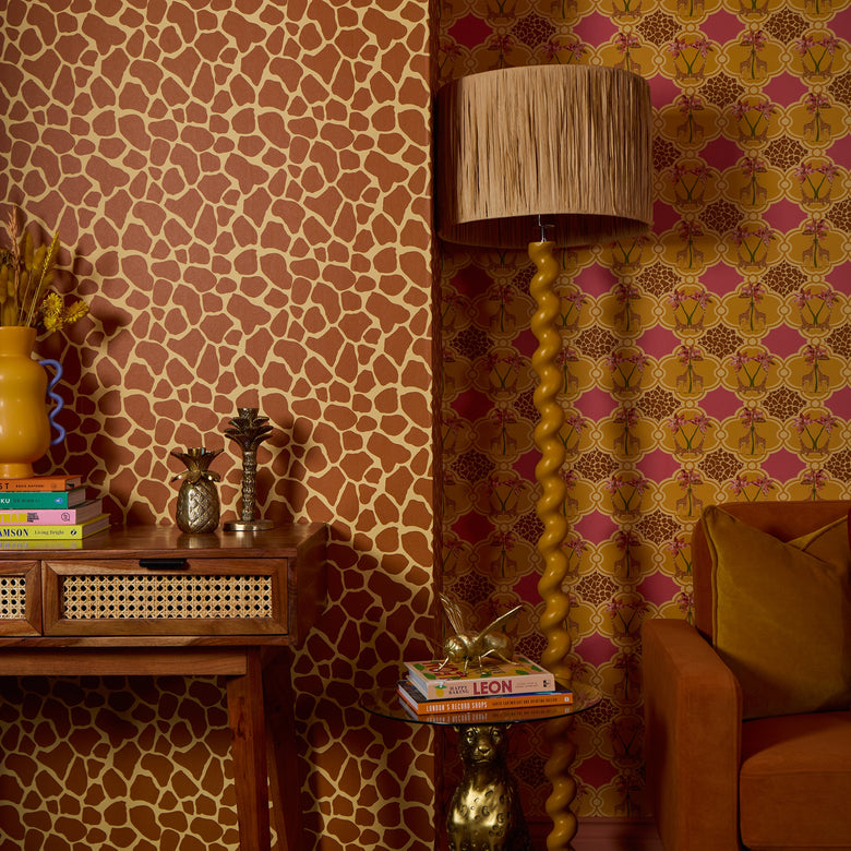 Giraffe Print Wallpaper in Chestnut