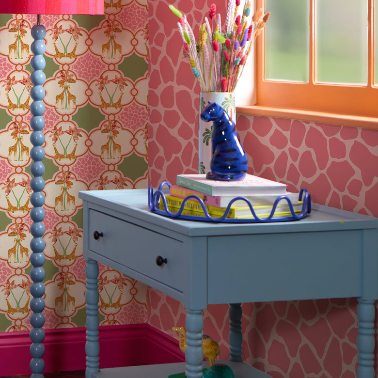 Giraffe Print Wallpaper in Pink