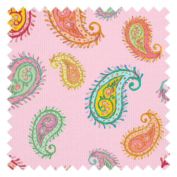 Grand Gesture Fabric in Pastels on Soft Pink