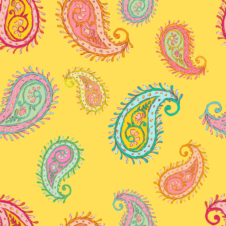 Grand Gesture Wallpaper in Pastels on Sunshine Yellow