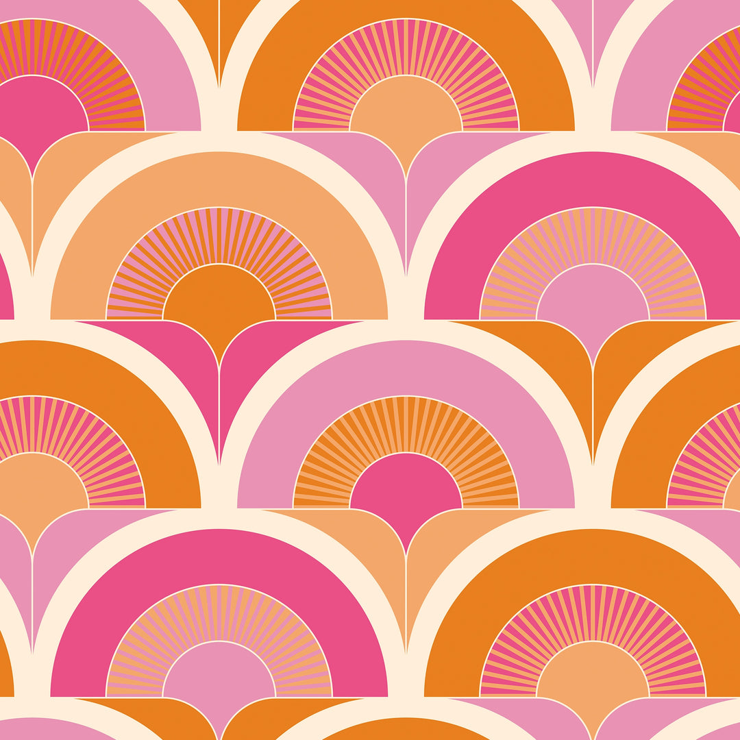Groovy Baby Wallpaper in Pink, Raspberry and Orange Fizz