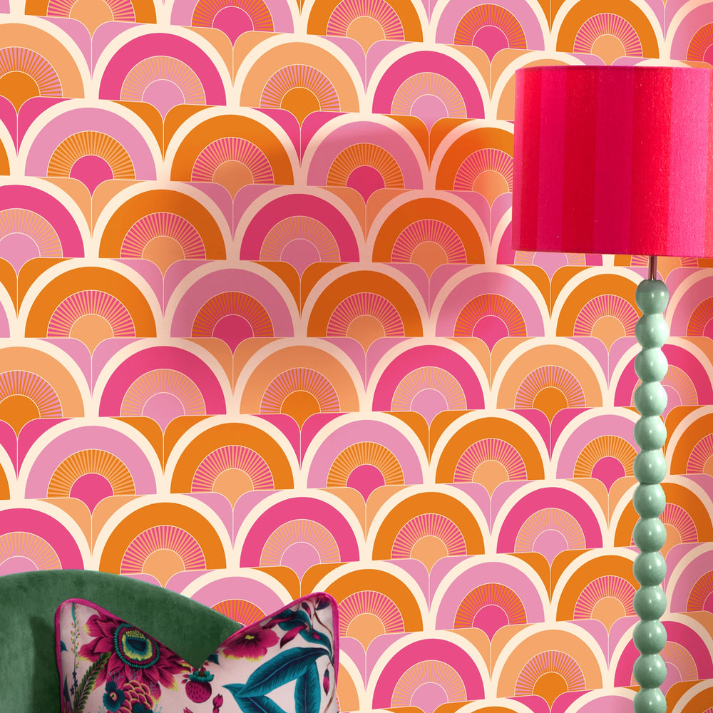 retro wallpaper pink