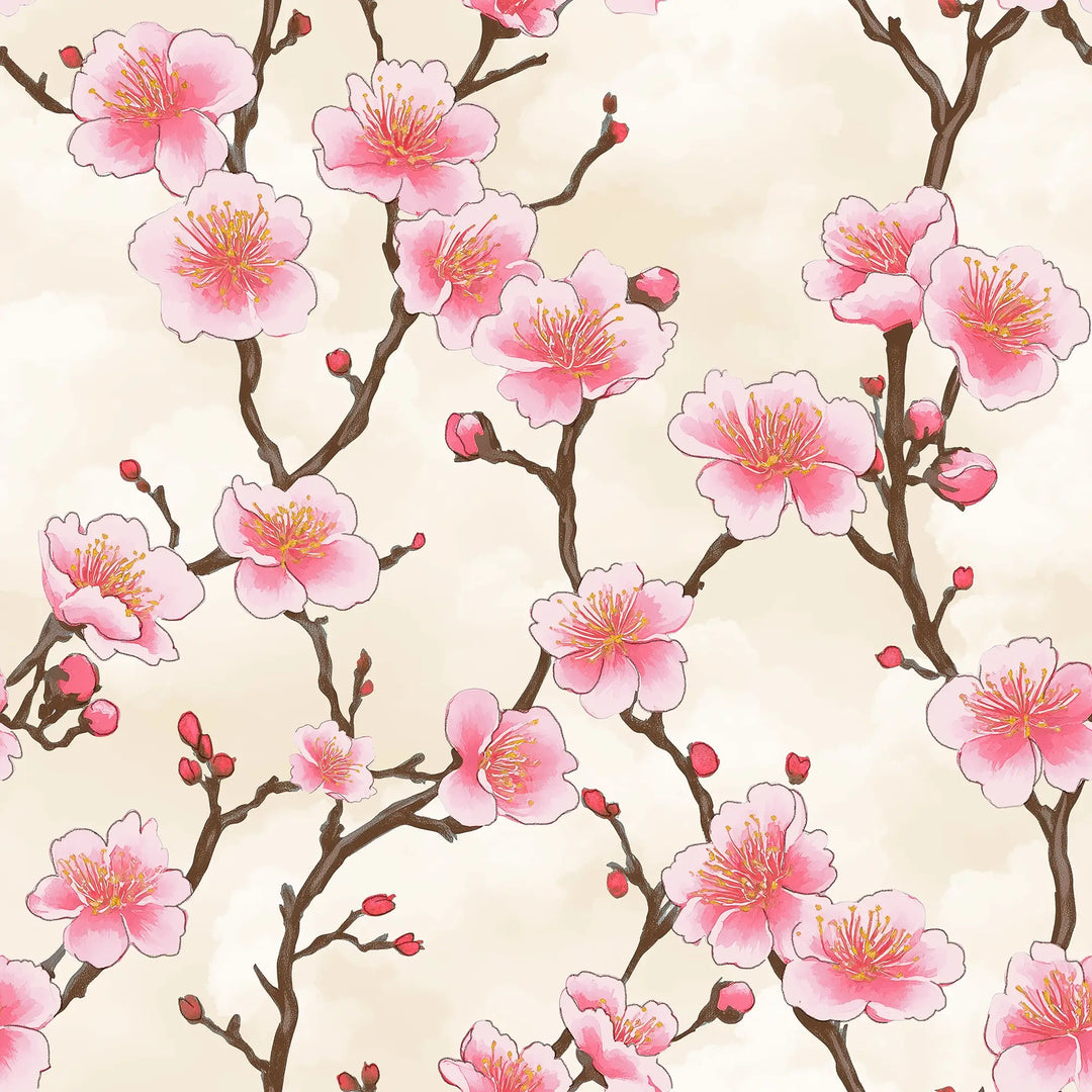 Sample of Hanami Blossom Wallpaper in Buttermilk