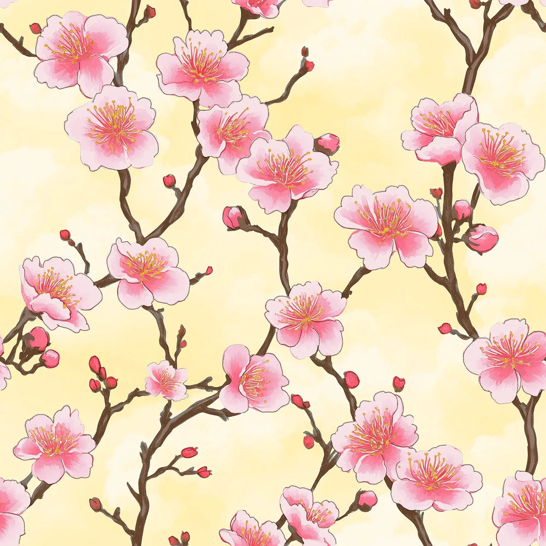Sample of Hanami Blossom Wallpaper in Fresh Lemonade