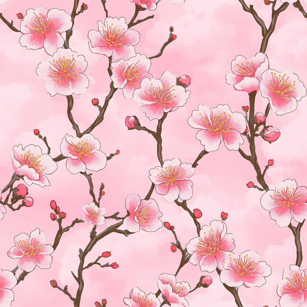 Sample of Hanami Blossom Wallpaper in Soft Pink