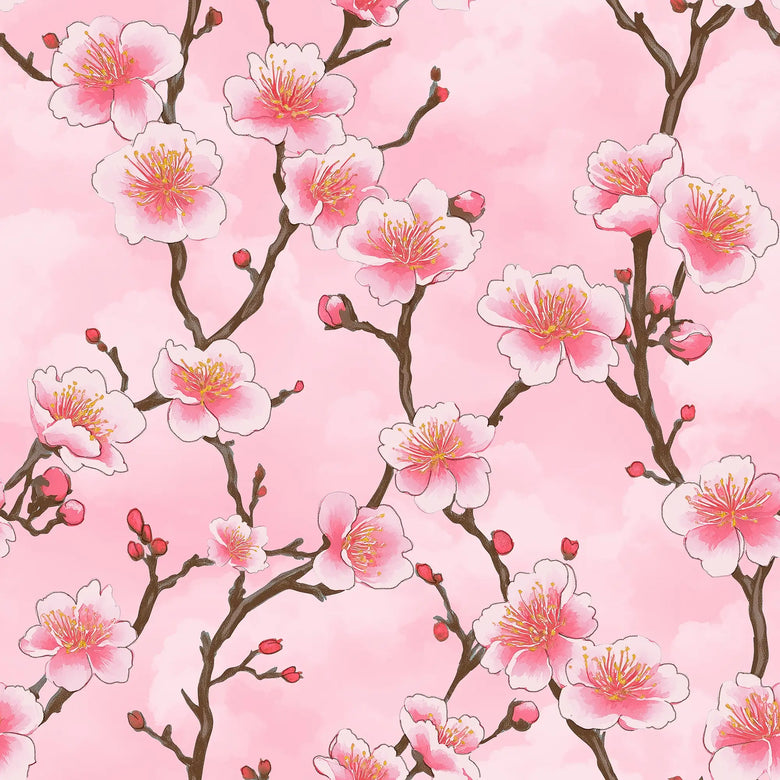 Sample of Hanami Blossom Wallpaper in Soft Pink