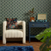 Happy Glamper Wallpaper in Dark Forest, Sage and Sand