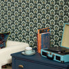 Happy Glamper Wallpaper in Dark Forest, Sage and Sand