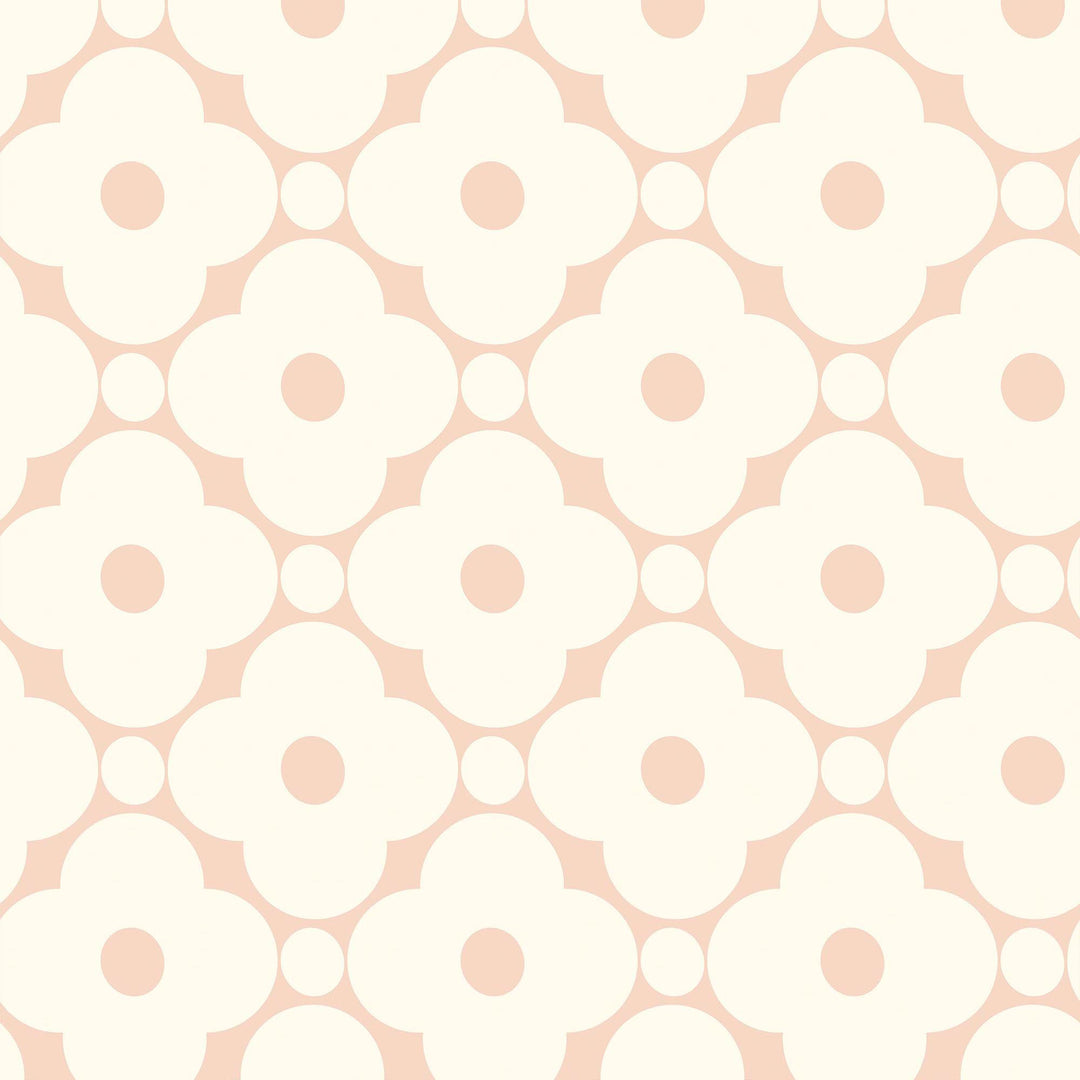 Thumbnail of vintage flower petal, geometric wallpaper in candy floss pink and cream 