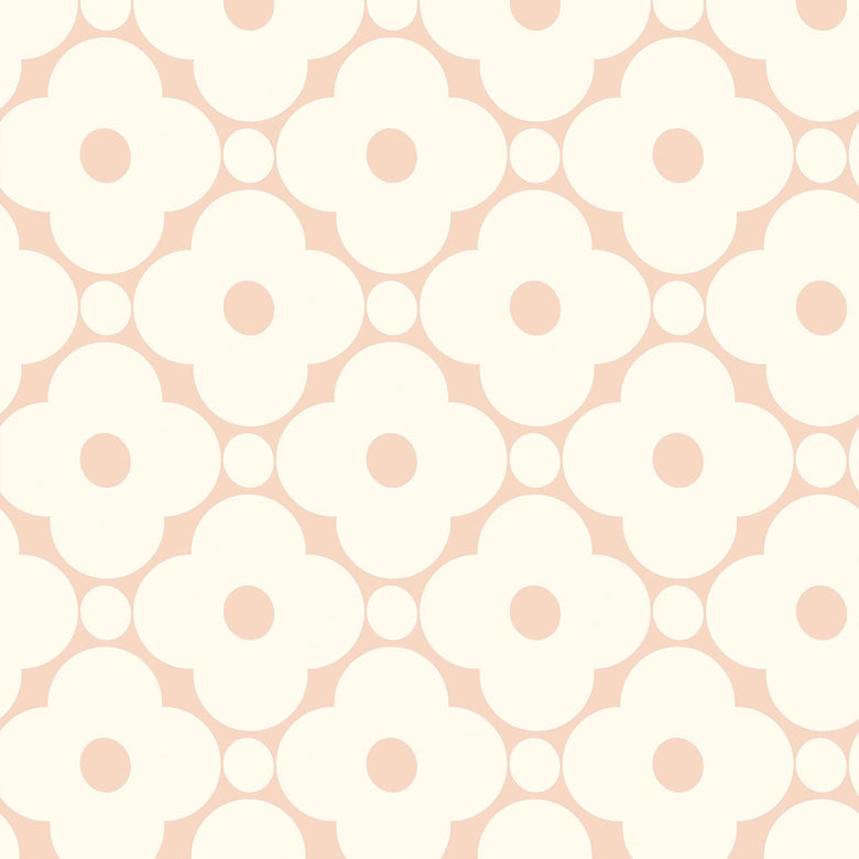 Thumbnail of vintage flower petal, geometric wallpaper in candy floss pink and cream 