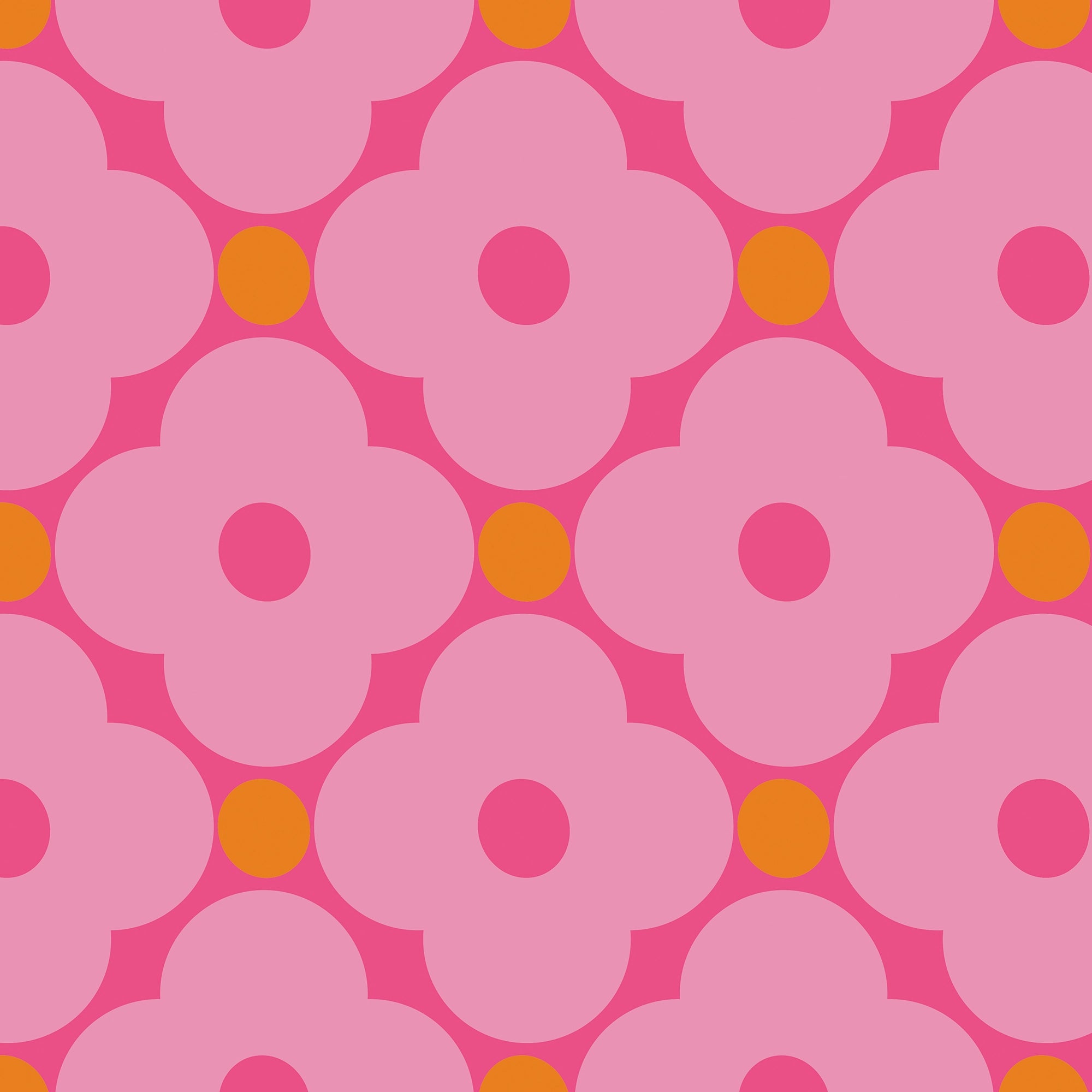 Hello Petal Wallpaper in Pink, Raspberry and Orange Fizz