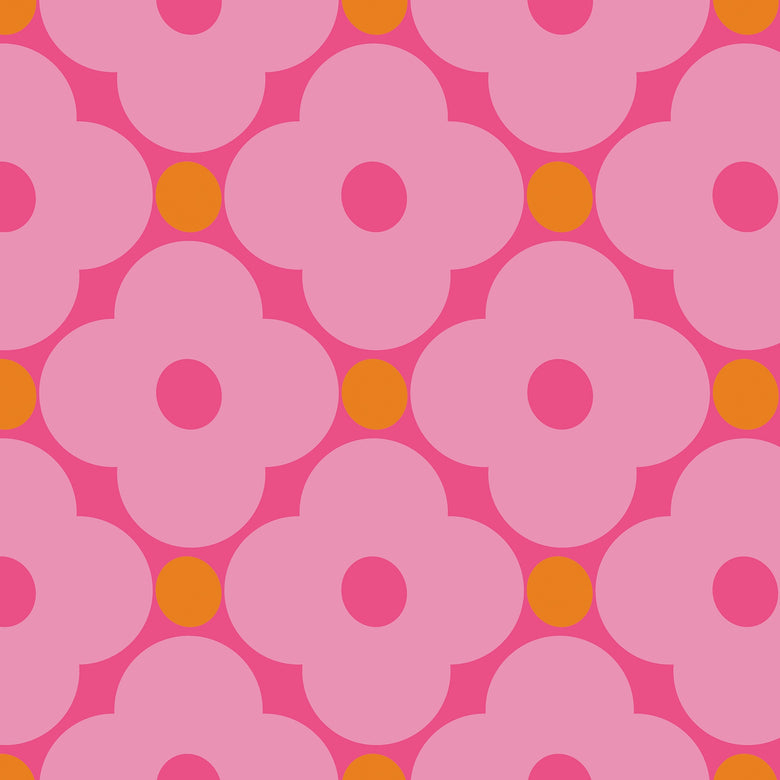 Sample of Hello Petal Wallpaper in Pink, Raspberry and Orange Fizz