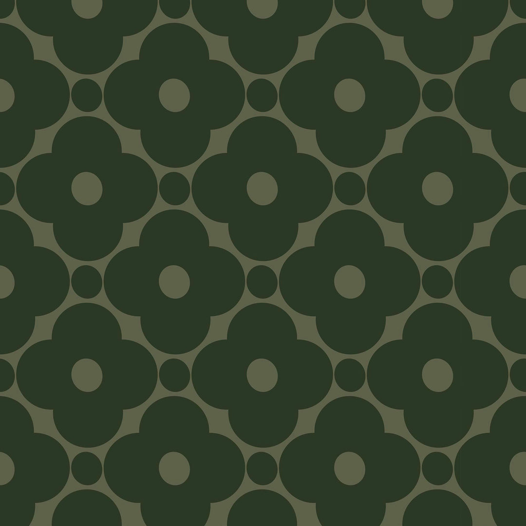 Thumbnail of vintage flower petal, geometric wallpaper in Smashed avocado and light green colourway 
