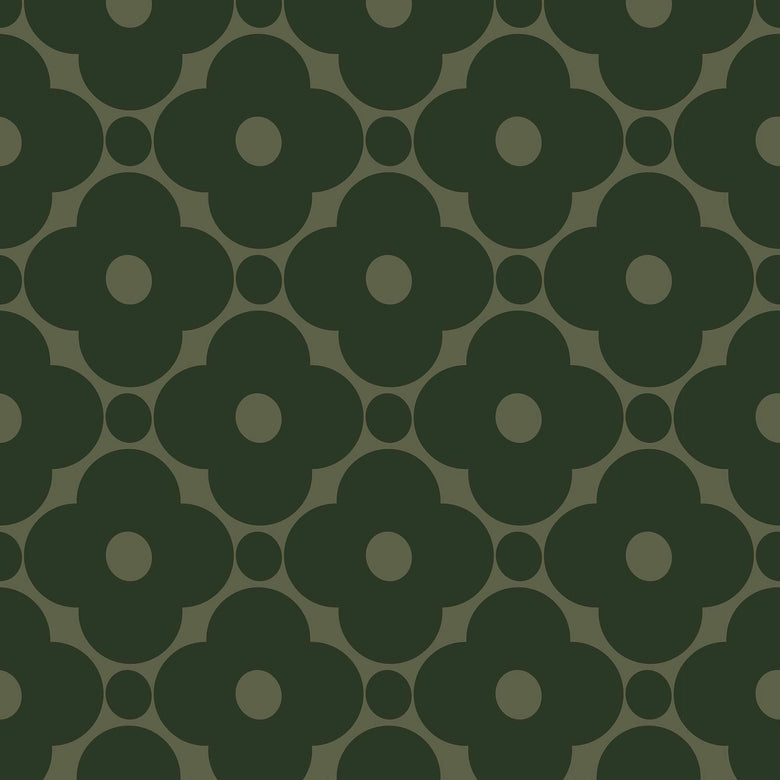 Thumbnail of vintage flower petal, geometric wallpaper in Smashed avocado and light green colourway 