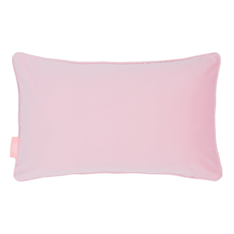 Hello Flower Bolster Cushion in Pinks on Blue