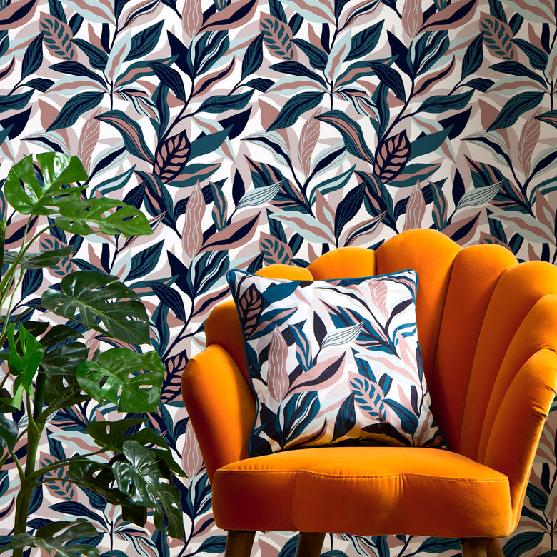 Honolulu Cushion in Dusty Pink, Teal and Indigo