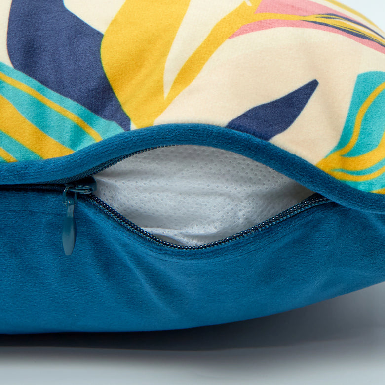 Honolulu Bolster Cushion in Ochre, Rose Pink and Teal