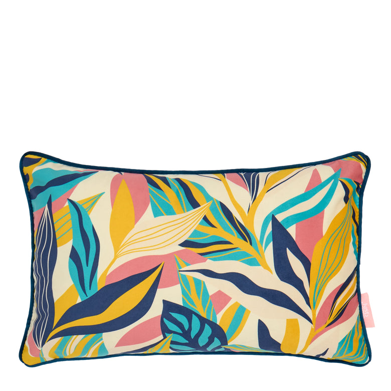 Honolulu Bolster Cushion in Ochre, Rose Pink and Teal