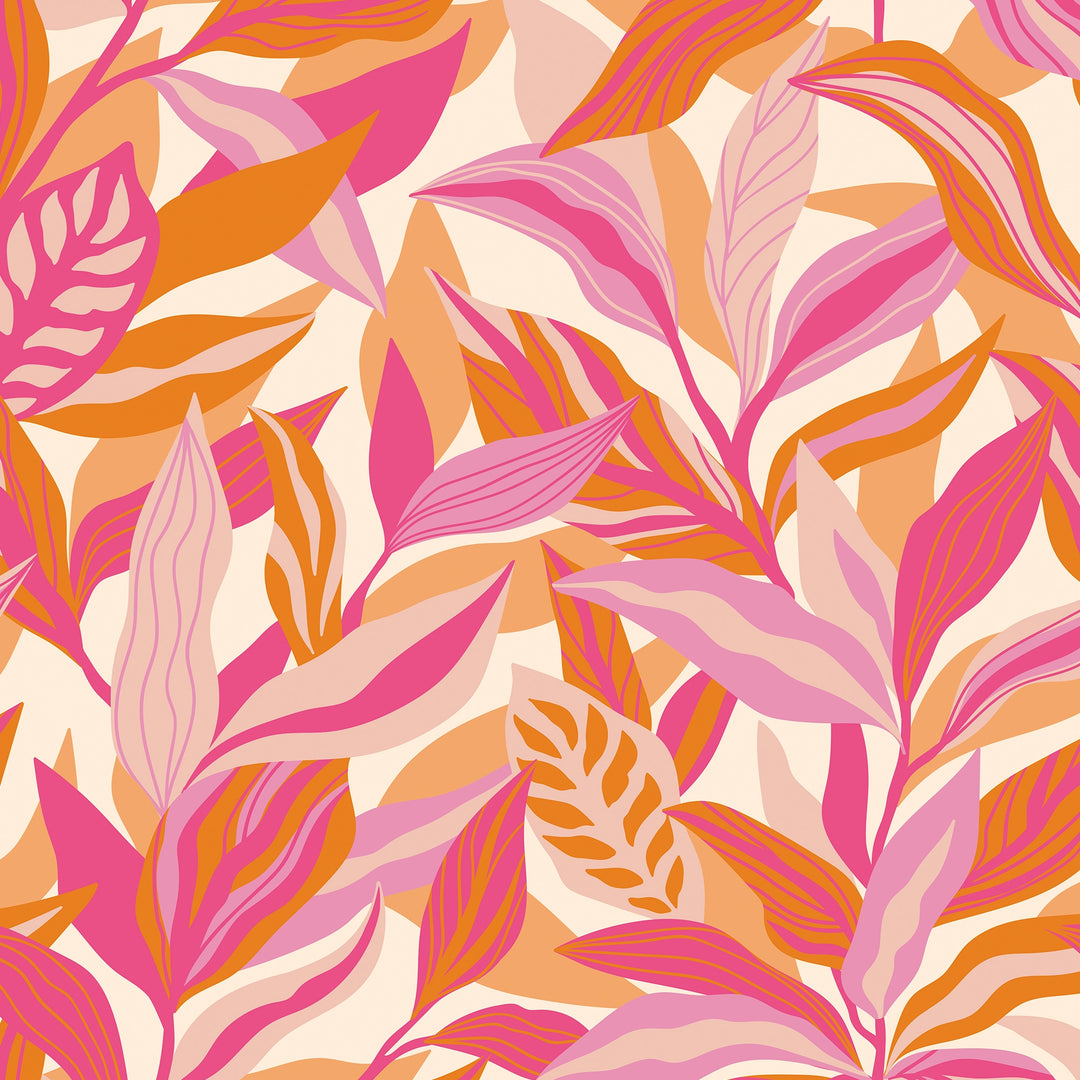 Honolulu Wallpaper in Raspberry and Orange Fizz