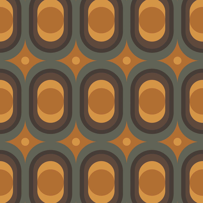 Sample of Seahorn Wallpaper in Earthy Orange, Pine and Chocolate