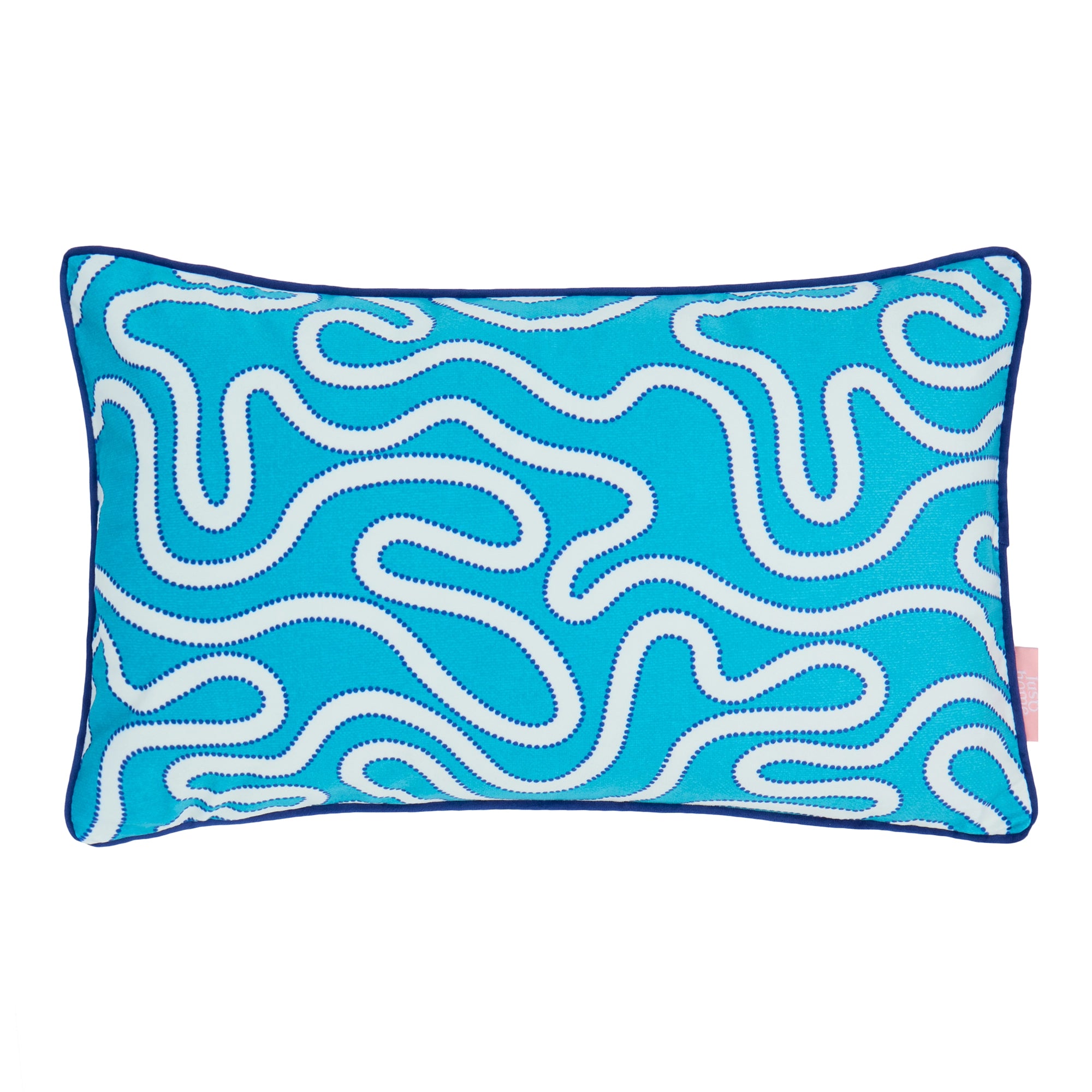 Ickle Squiggle Bolster Cushion in Turquoise & Blue
