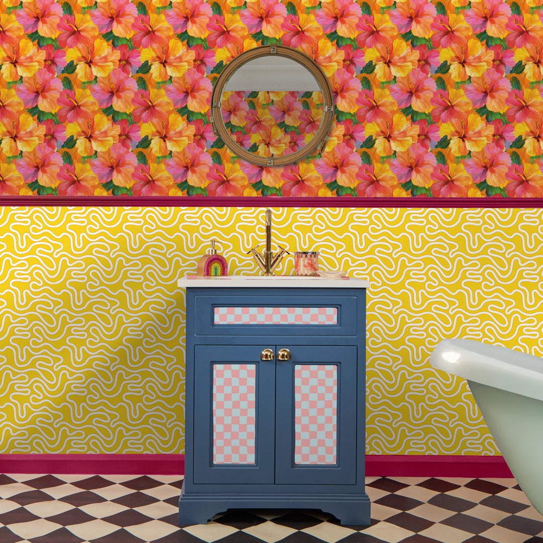 Ickle Squiggle Wallpaper in Yellow and Orange