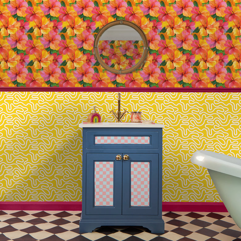 Ickle Squiggle Wallpaper in Yellow and Orange