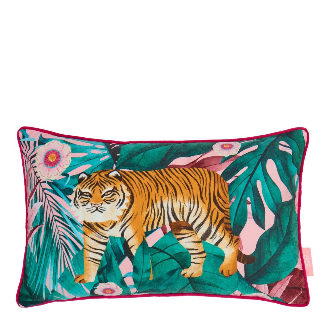 Jungle is Massive Bolster Cushion in Sweet Pink