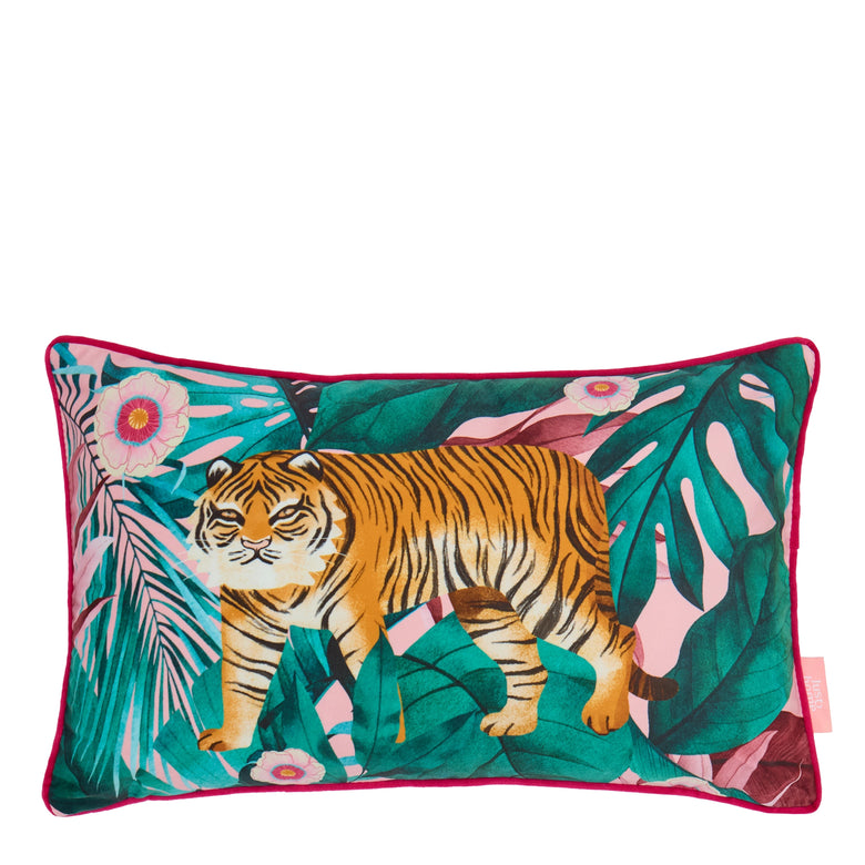 Jungle is Massive Bolster Cushion in Sweet Pink
