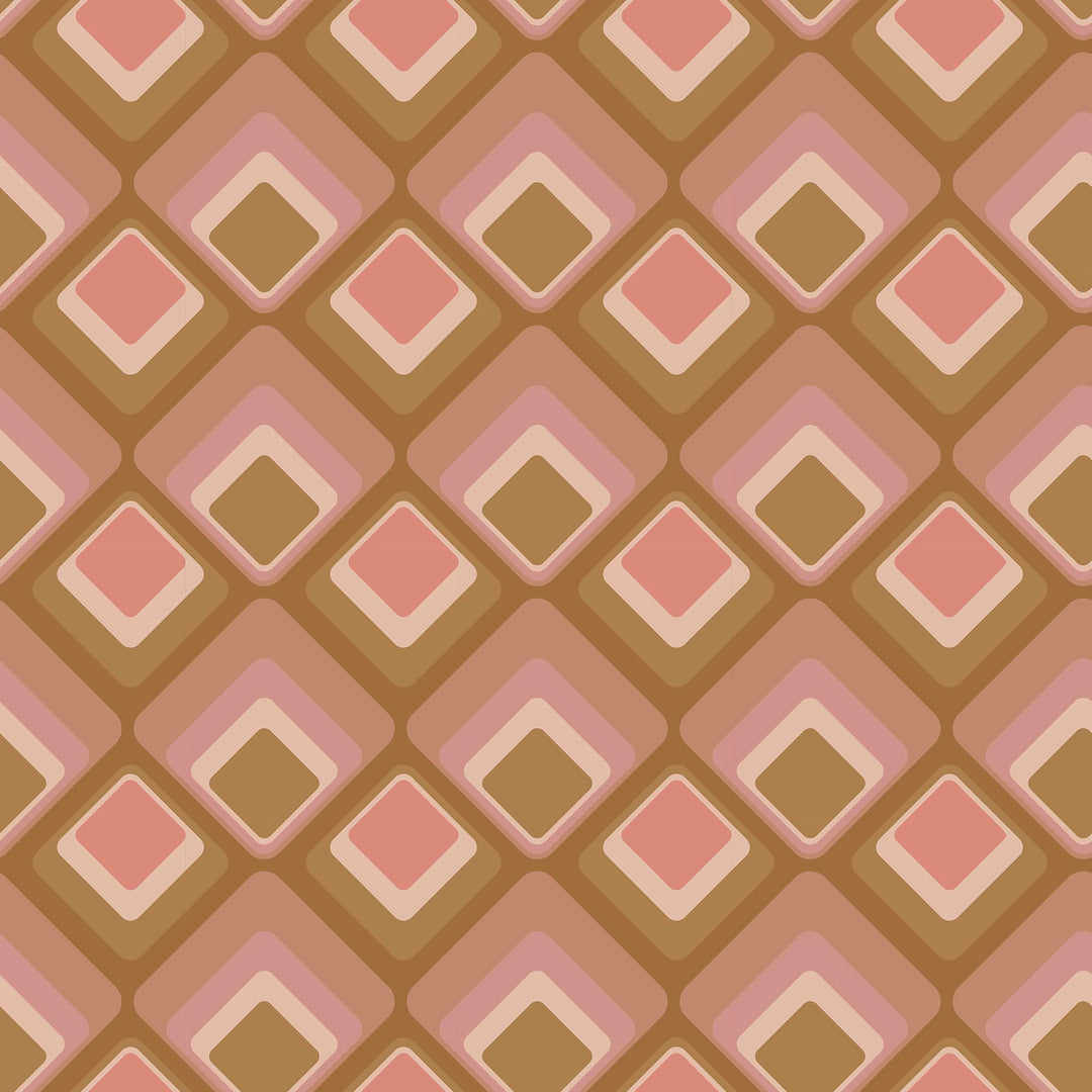 Sample of Just an Illusion Wallpaper in Vintage Pink and Harvest Gold