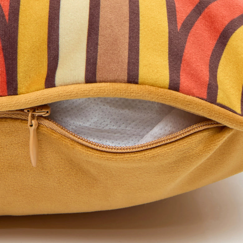 Keep on Rollin Bolster Cushion in Burnt Orange, Ochre, Toffee Brown & Sand