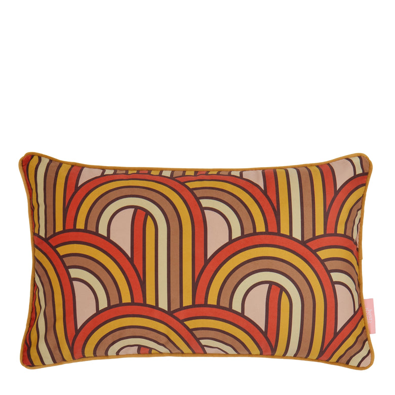 Keep on Rollin Bolster Cushion in Burnt Orange, Ochre, Toffee Brown & Sand