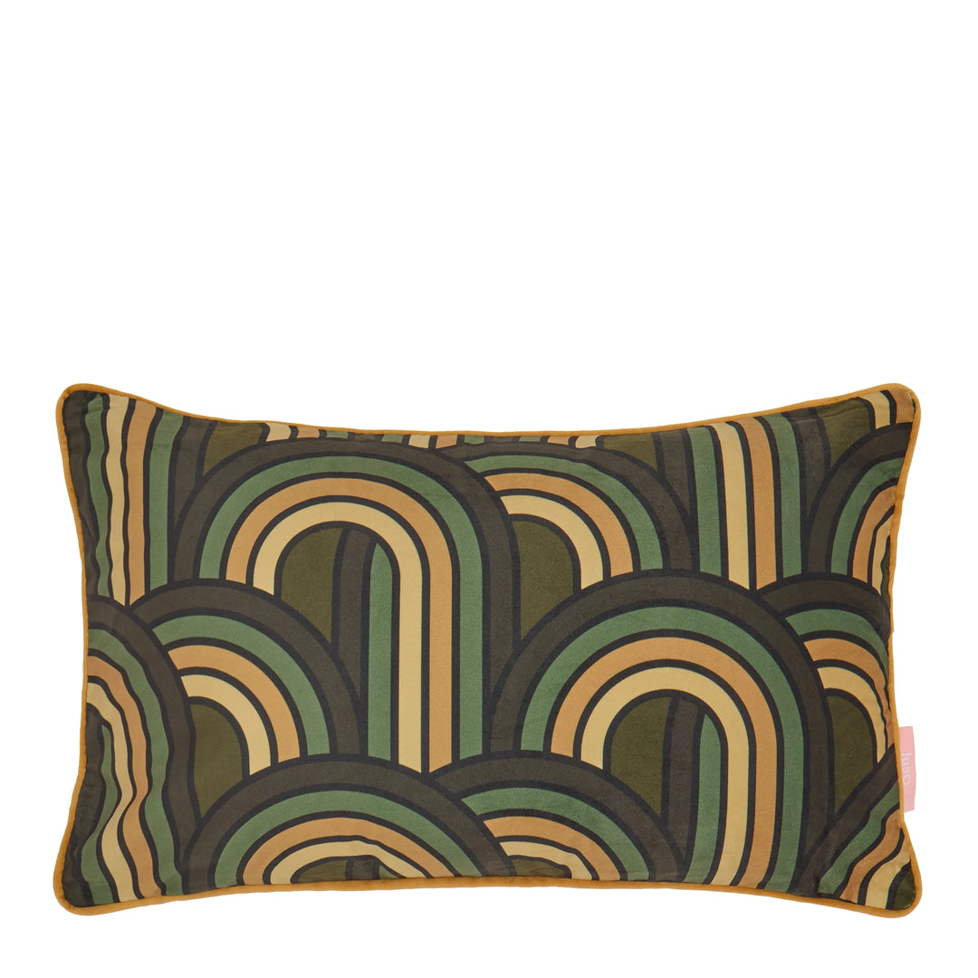 Keep on Rollin Bolster Cushion in Olive Green, Avocado and Harvest Gold
