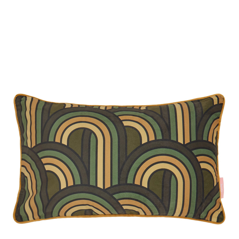 Keep on Rollin Bolster Cushion in Olive Green, Avocado and Harvest Gold