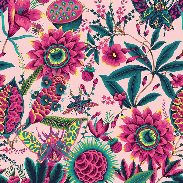 Pandora Wallpaper in Fuchsia, Jade and Lime
