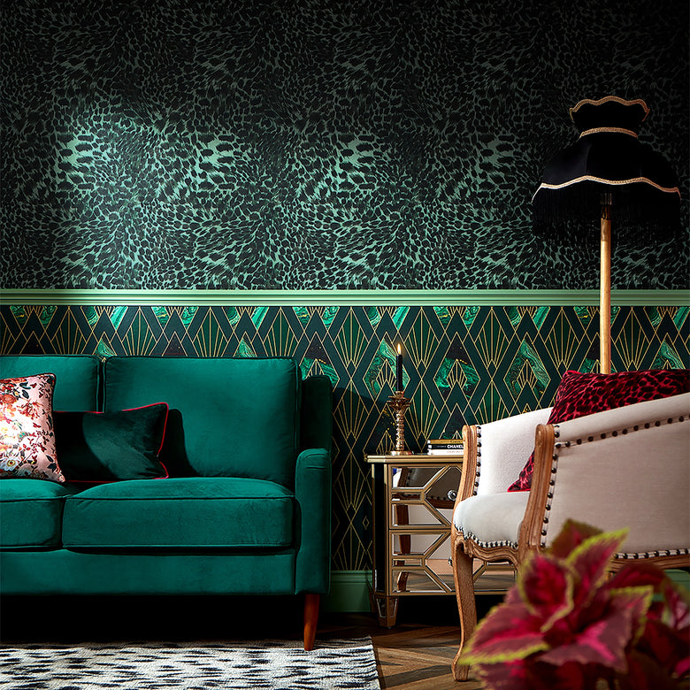 Lady Leopard Wallpaper in Emerald
