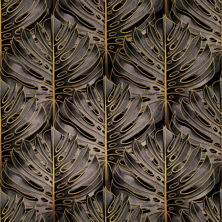 Sample of Jungle Beat Wallpaper in Black and Gold